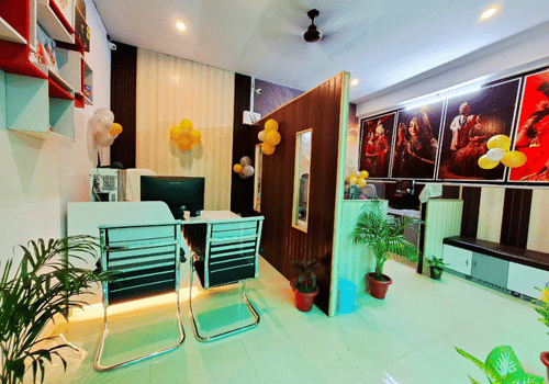 The reception and creative area at Click Photography office