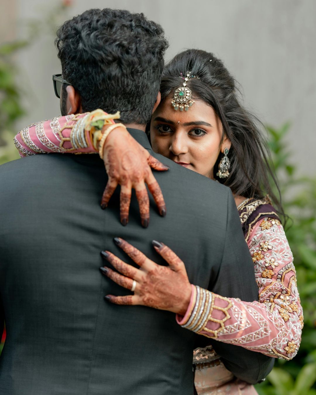 Candid pre-wedding hug photo